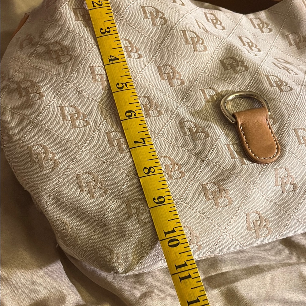 Dooney & Bourke Cream & Tan Logo Tote with Leather Trim - Picture 10 of 13